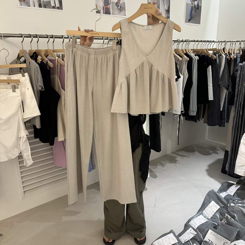 BAGUETTE-P韓國東大門代購女裝新品推薦時尚套裝套裝羅紋BAGUETTE-P套裝