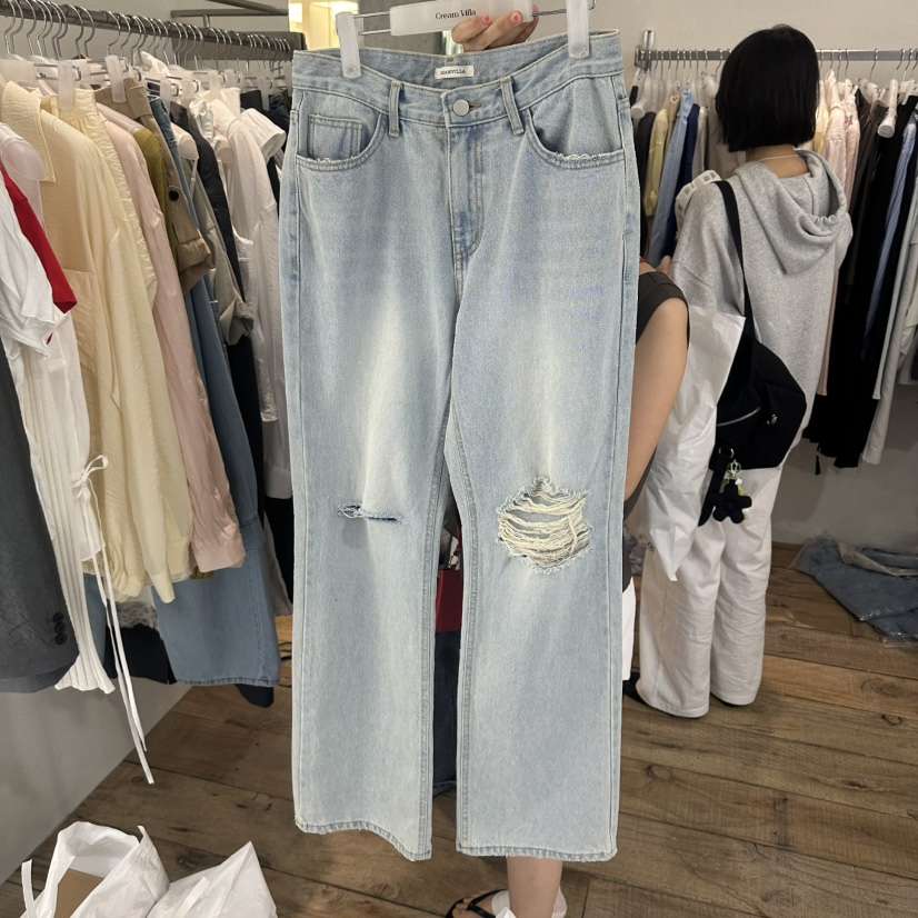 CREAM VILLA韓國代購女裝新款推薦牛仔褲復古CREAMVILLA牛仔褲