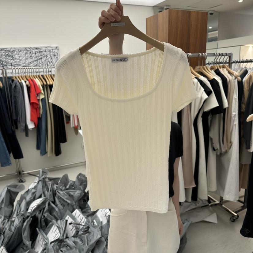 MER韓國東大門代購女裝新款時尚熱賣職業休閑26春夏針織衫蕾絲MER/ANGELO BIANCO針織衫