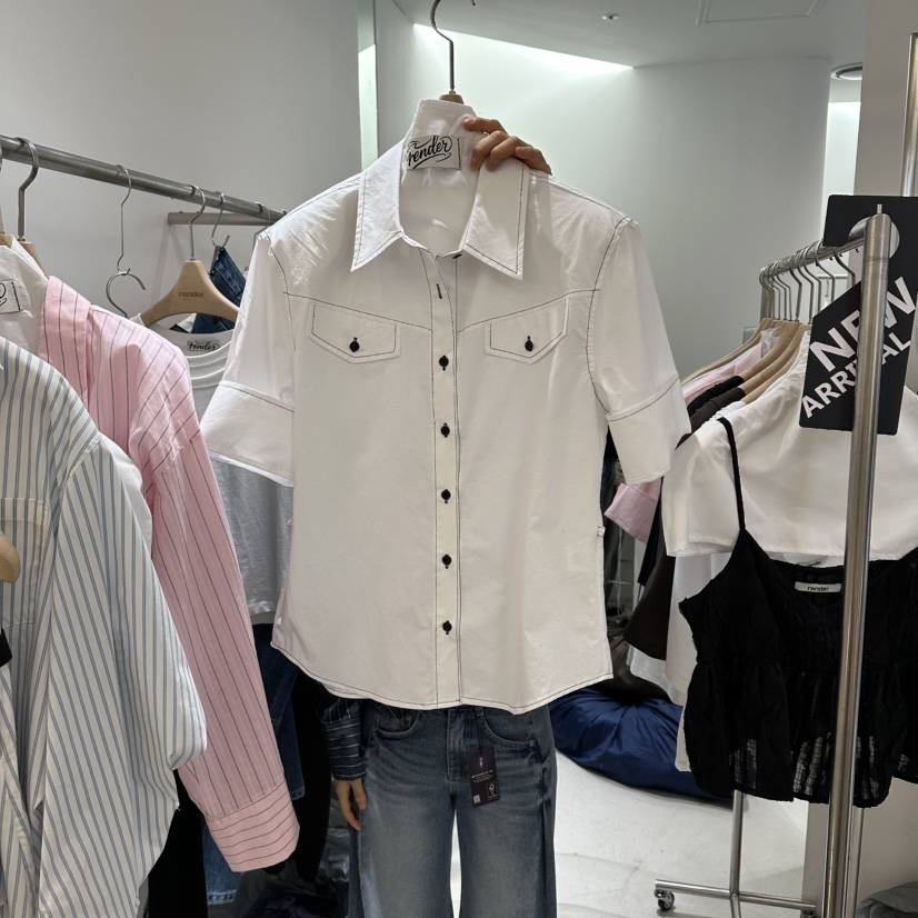 RENDER韓國東大門代購女裝新品熱賣時尚職業休閑襯衫蕾絲衫RENDER襯衫/蕾絲衫