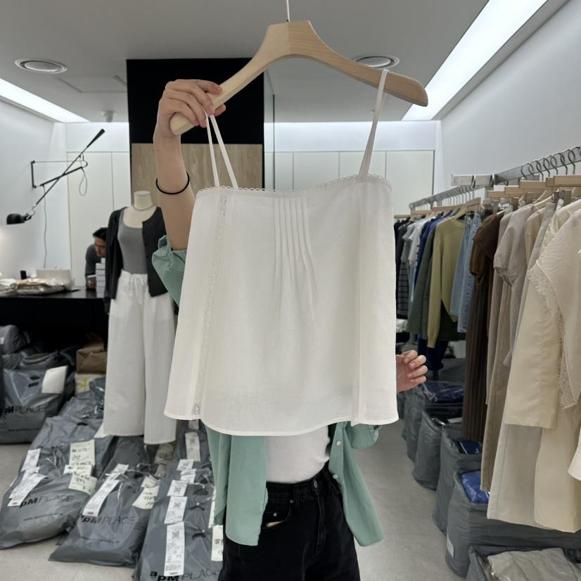 WRITTEN BY韓國東大門直郵女裝新款職業吊帶背心蕾絲褶裥WRITTEN BY吊帶/背心