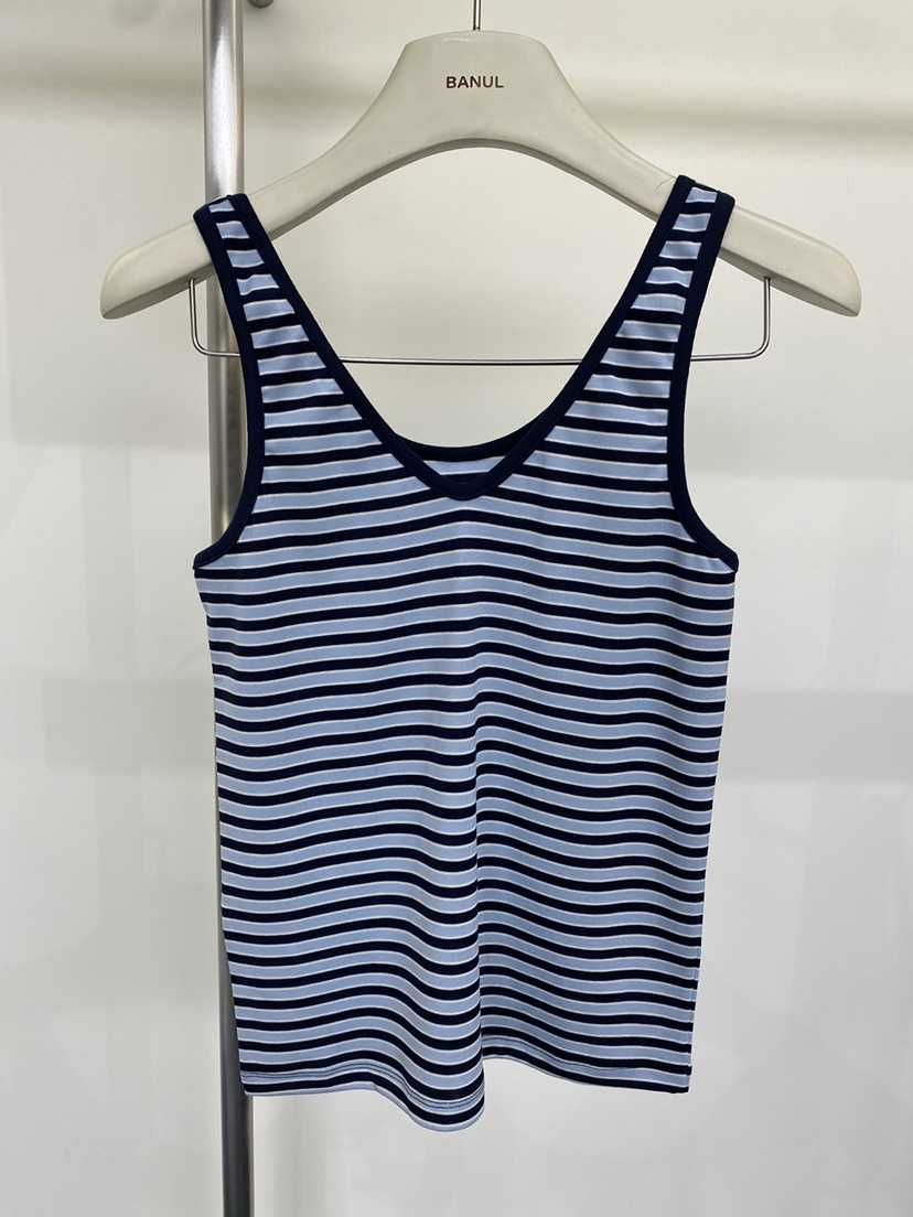 BANUL韓國東大門代購女裝新品熱賣26春夏吊帶背心天絲條紋BANUL吊帶/背心
