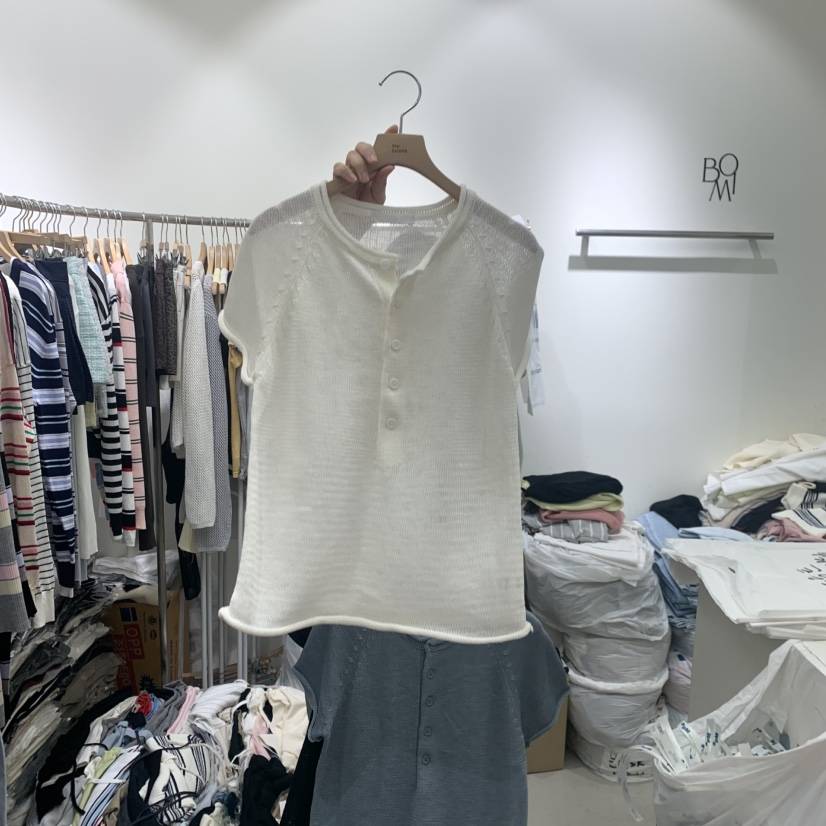 BY BOMI韓國直郵實拍女士新品職業26春夏推薦熱賣T恤紐扣BY BOMIT恤