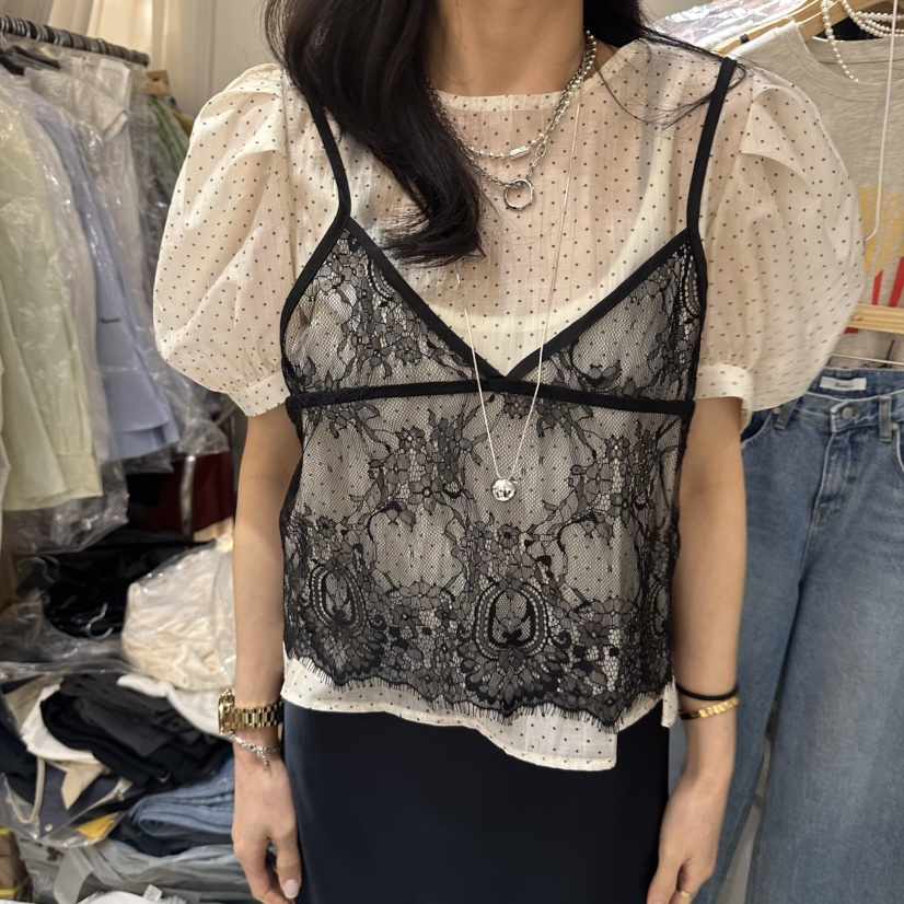 BOUND.A韓國直郵實拍女裝新品人氣時尚休閑吊帶背心蕾絲BOUND.A吊帶/背心