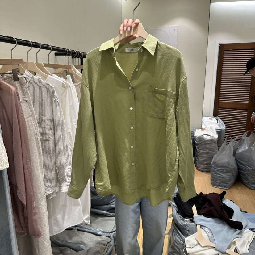 GILLI韓國東大門直郵女士新品26春夏休閑時尚襯衫蕾絲衫亞麻GILLI襯衫/蕾絲衫