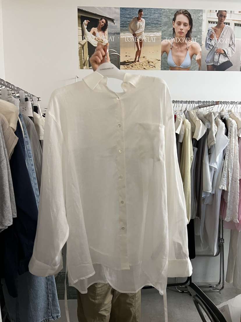 LONDON FLAT韓國代購女士新品休閑時尚襯衫蕾絲衫水洗亞麻LONDON FLAT襯衫/蕾絲衫