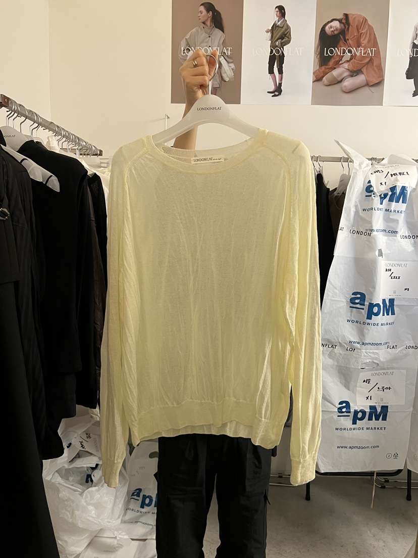 LONDON FLAT東大門直郵女裝新款真品休閑職業長袖T恤透明LONDON FLAT長袖T恤