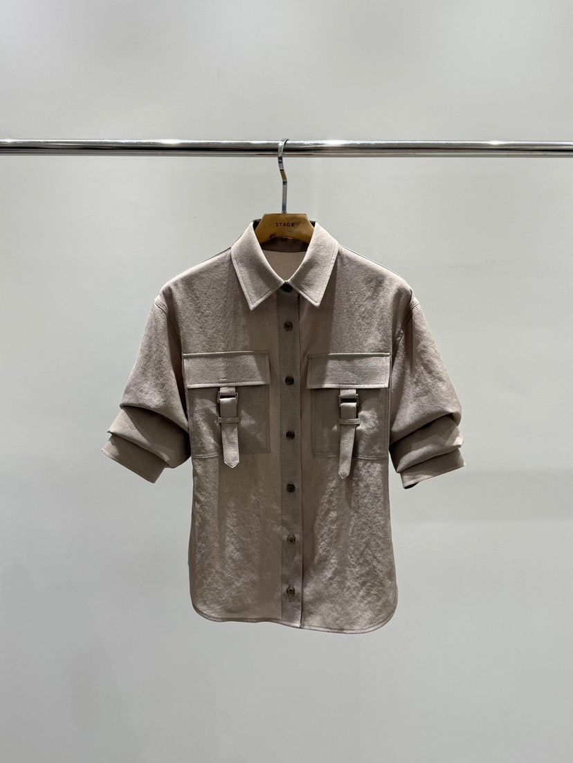 STAGE東大門代購女士新款推薦26春夏真品熱賣襯衫蕾絲衫口袋STAGE襯衫/蕾絲衫