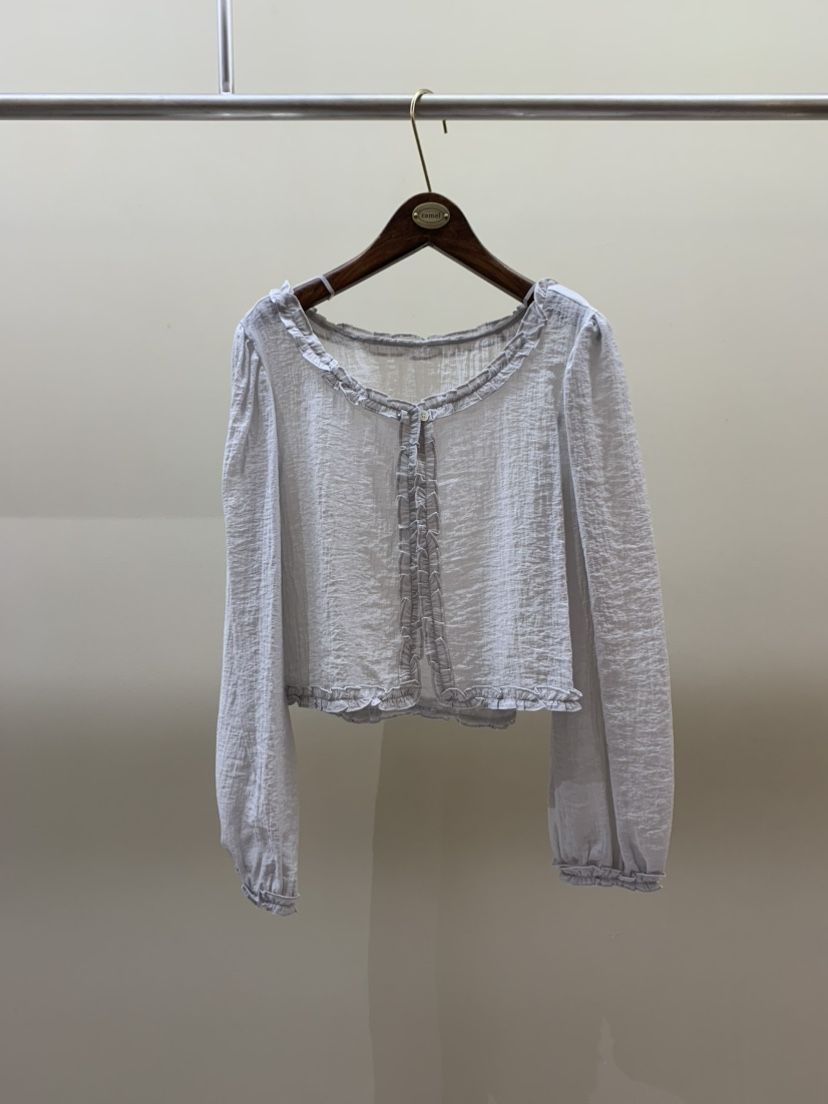 CAMEL-P韓國直郵女士新品推薦襯衫蕾絲衫荷葉邊開衫Came_l 家襯衫/蕾絲衫