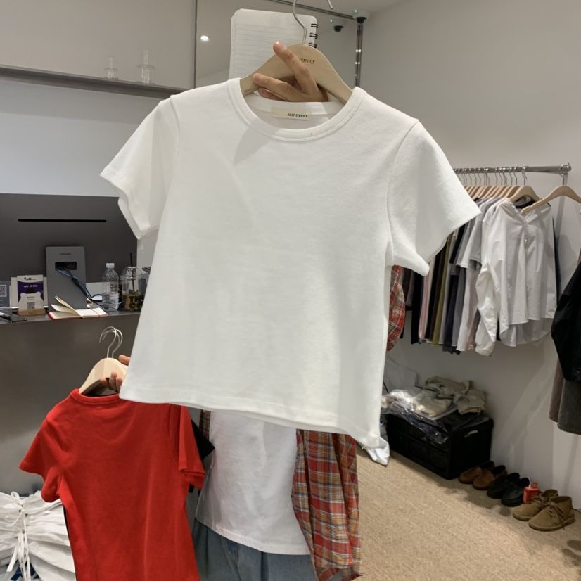 SELF SERVICE韓國直郵女士新款時尚職業26春夏T恤短款羅紋SELF SERVICET恤