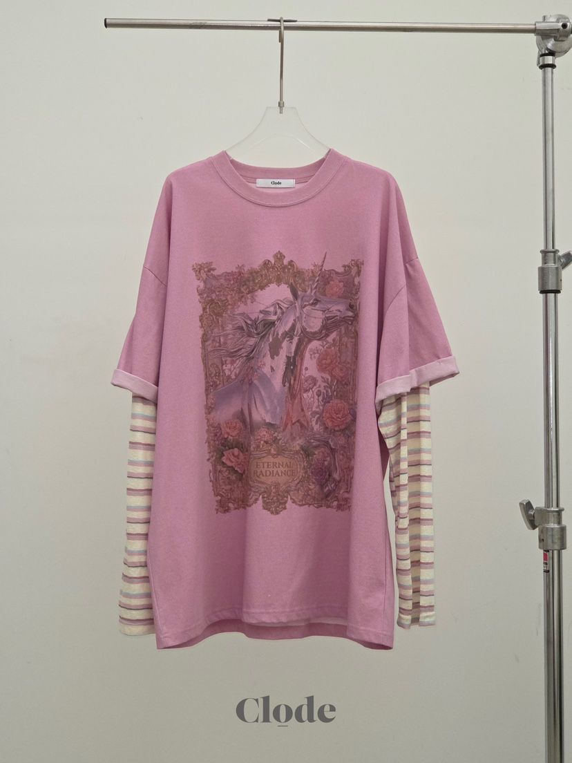 CLODE韓國代購女裝新品時尚26春夏人氣職業長袖T恤假兩件CLODE長袖T恤
