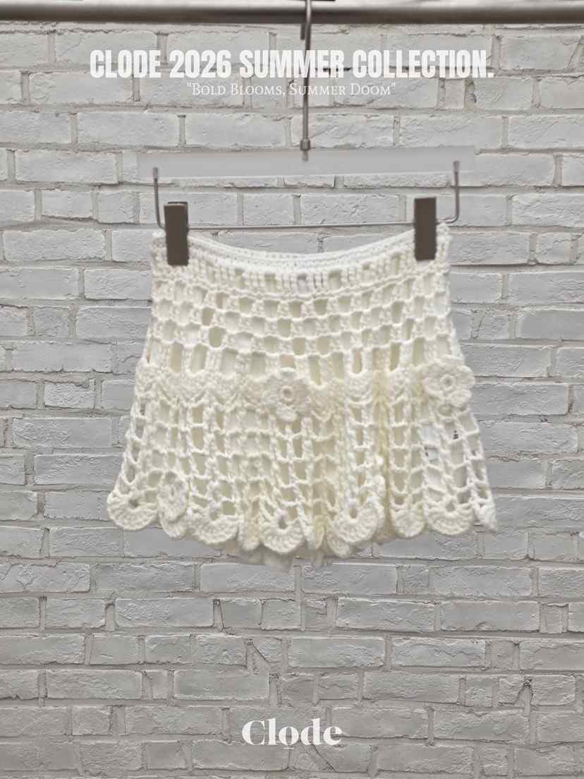CLODE韓國代購女士新款時尚26春夏休閑熱賣人氣短裙鉤針編織CLODE短裙