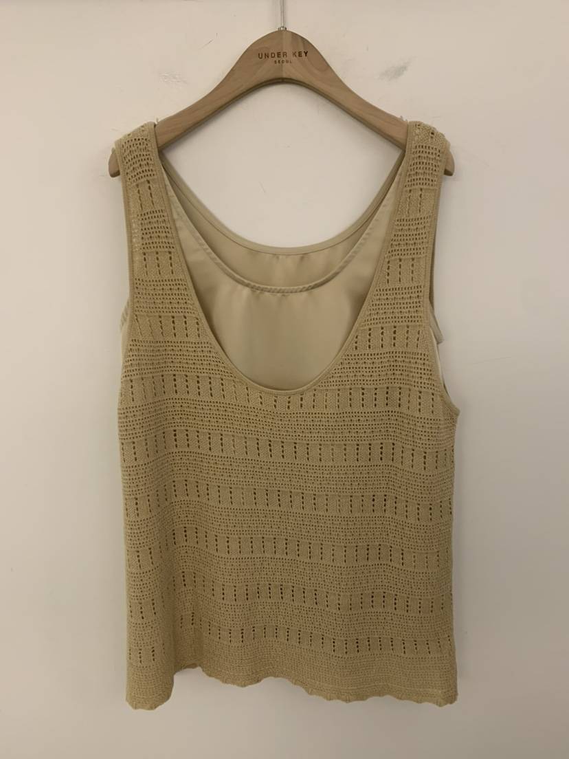 UNDER KEY韓國代購女裝新款人氣職業休閑吊帶背心亞麻針織UNDER KEY吊帶/背心