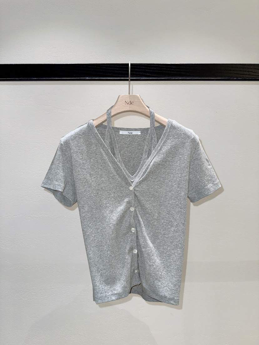 NDE韓國直郵實拍女裝新款人氣職業休閑時尚26春夏T恤開衫BOHEME_NDET恤