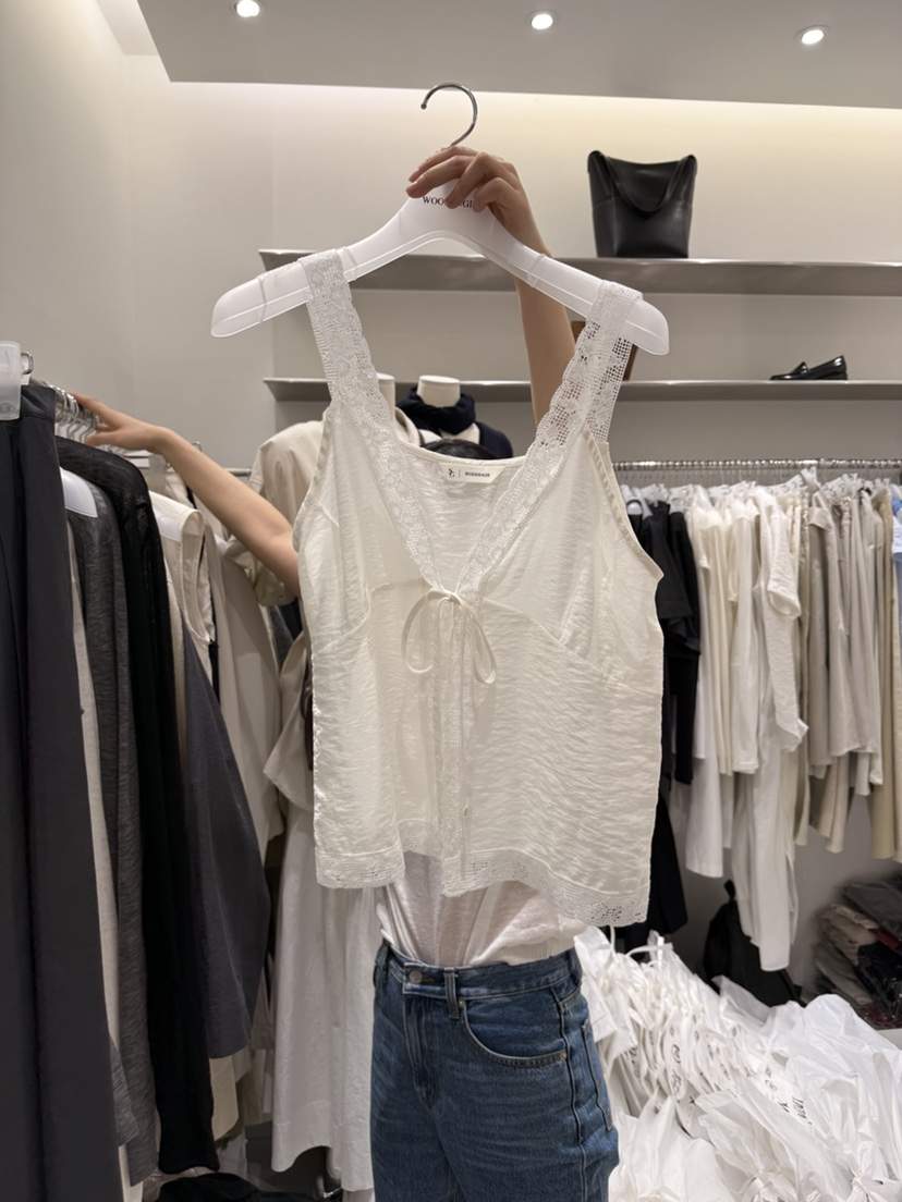 WOOD SAGE韓國代購女裝新款熱賣26春夏推薦吊帶背心蕾絲緞WOOD SAGE吊帶/背心