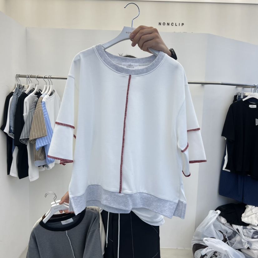 NON CLIP韓國東大門代購女裝新款推薦職業休閑時尚T恤雙層NON CLIPT恤