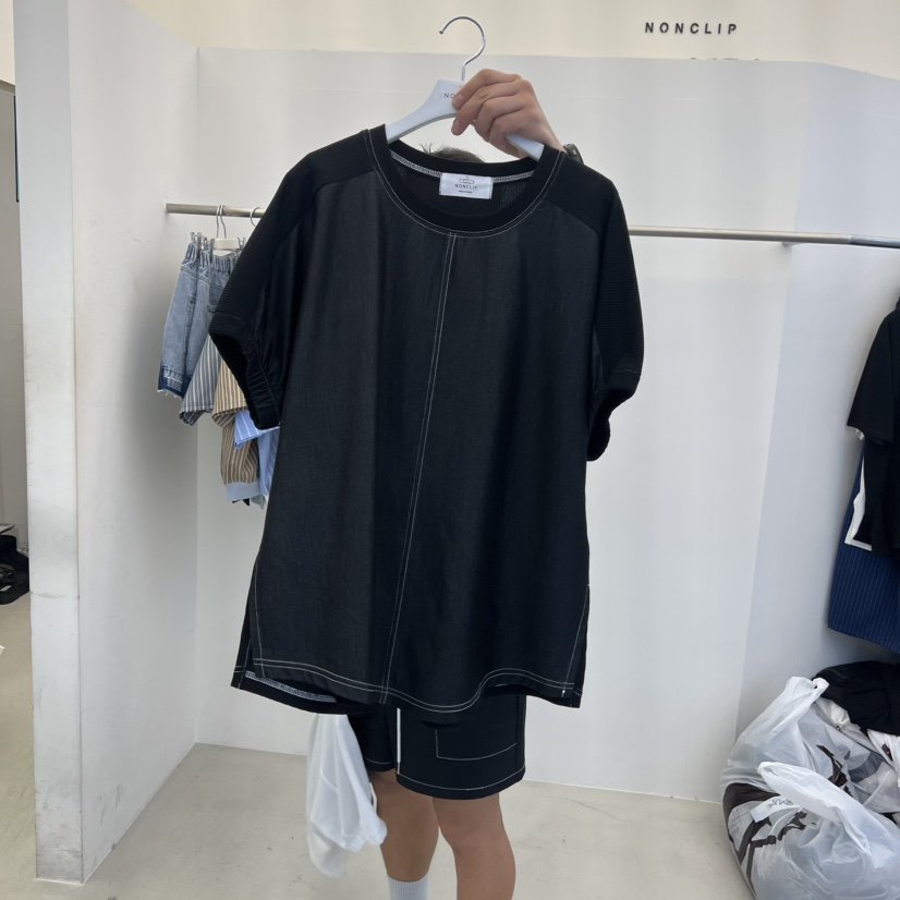 NON CLIP韓國東大門代購女裝新品休閑時尚人氣熱賣T恤撞色NON CLIPT恤