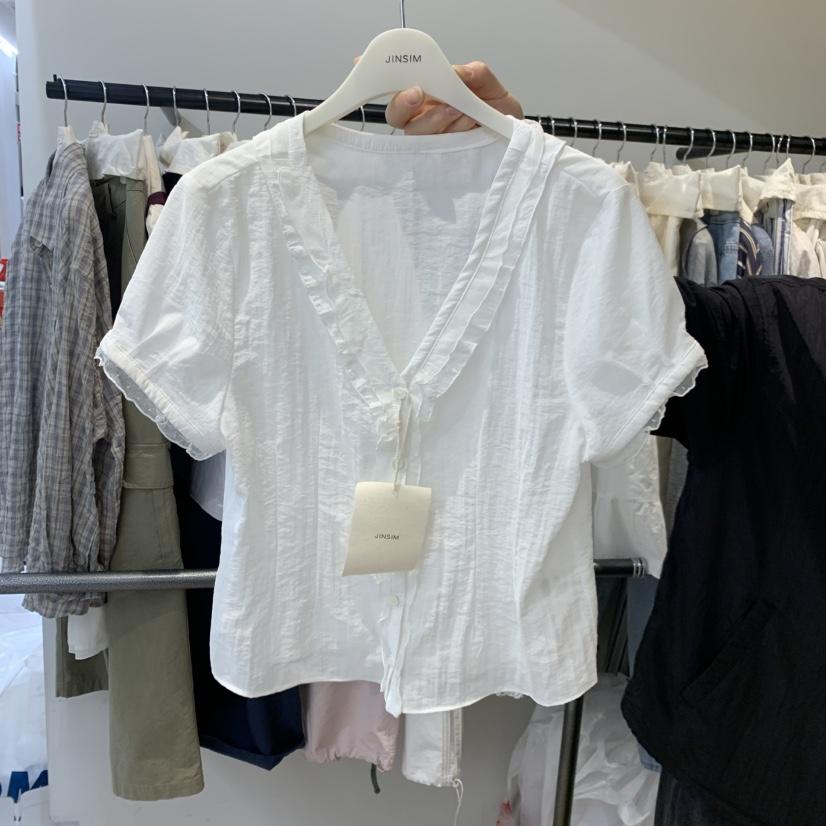 JINSIM韓國東大門代購女士新款熱賣26春夏時尚襯衫蕾絲衫JINSIM襯衫/蕾絲衫