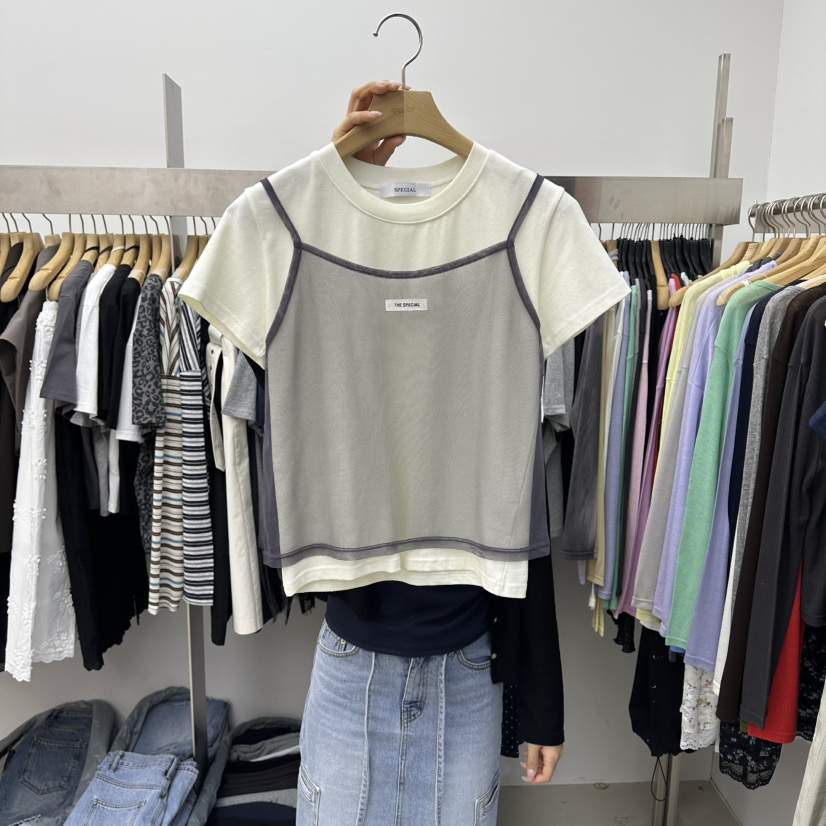 SPECIAL韓國直郵女裝新品時尚26春夏休閑推薦職業T恤假兩件SPECIALT恤