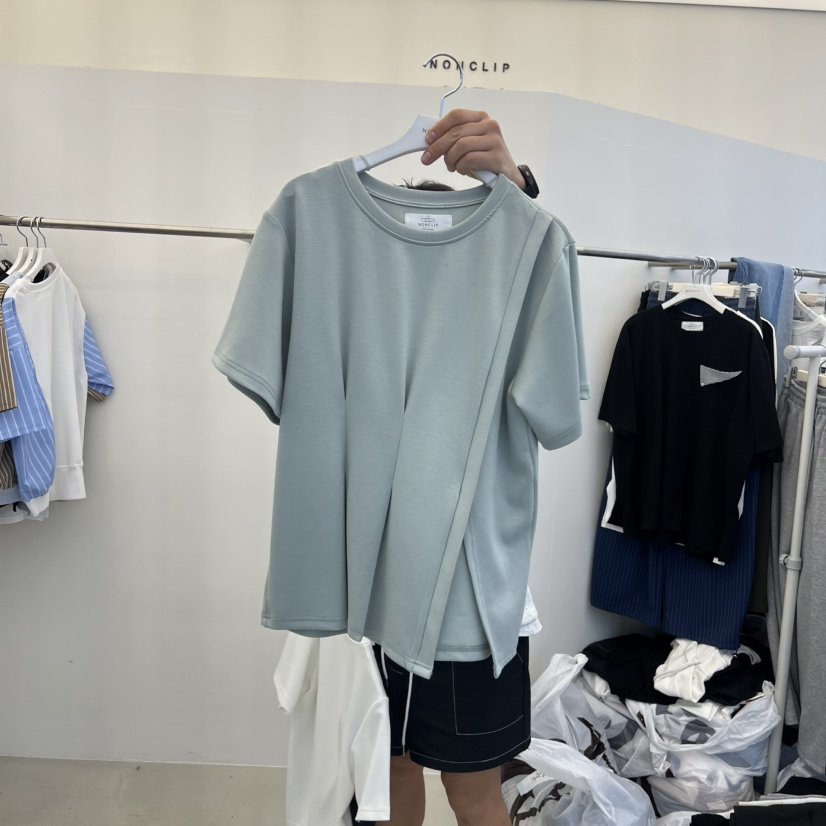 NON CLIP韓國東大門直郵女士新品休閑熱賣26春夏T恤褶皺NON CLIPT恤