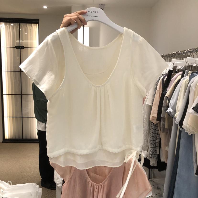 VENIR-a韓國東大門直郵女士新款26春夏休閑人氣襯衫蕾絲衫VENIR-a襯衫/蕾絲衫