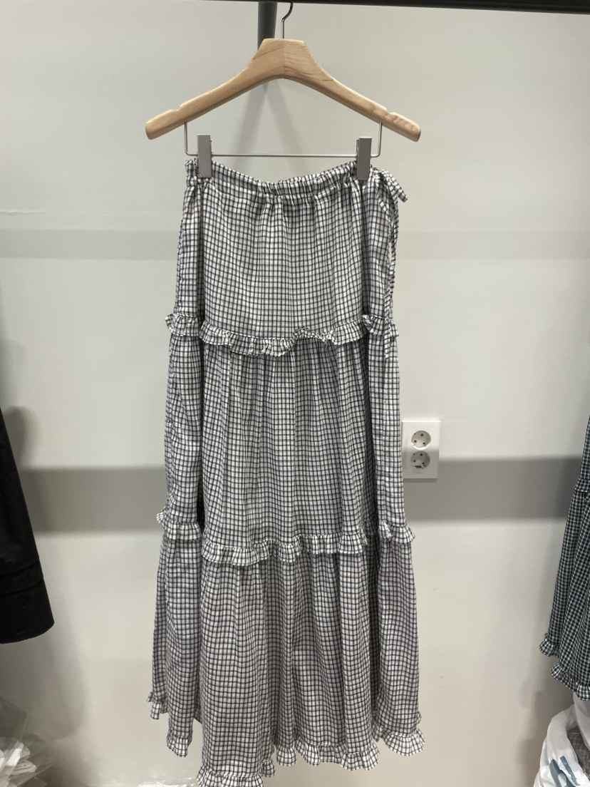 ORMORE韓國代購女士新款26春夏人氣休閑時尚熱賣長裙格紋ORMORE長裙