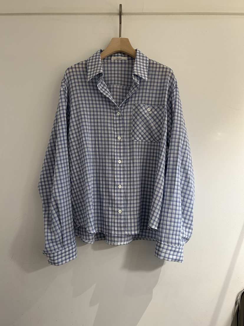 NOTICE韓國東大門直郵女裝新款26春夏職業襯衫蕾絲衫格紋NOTICE襯衫/蕾絲衫