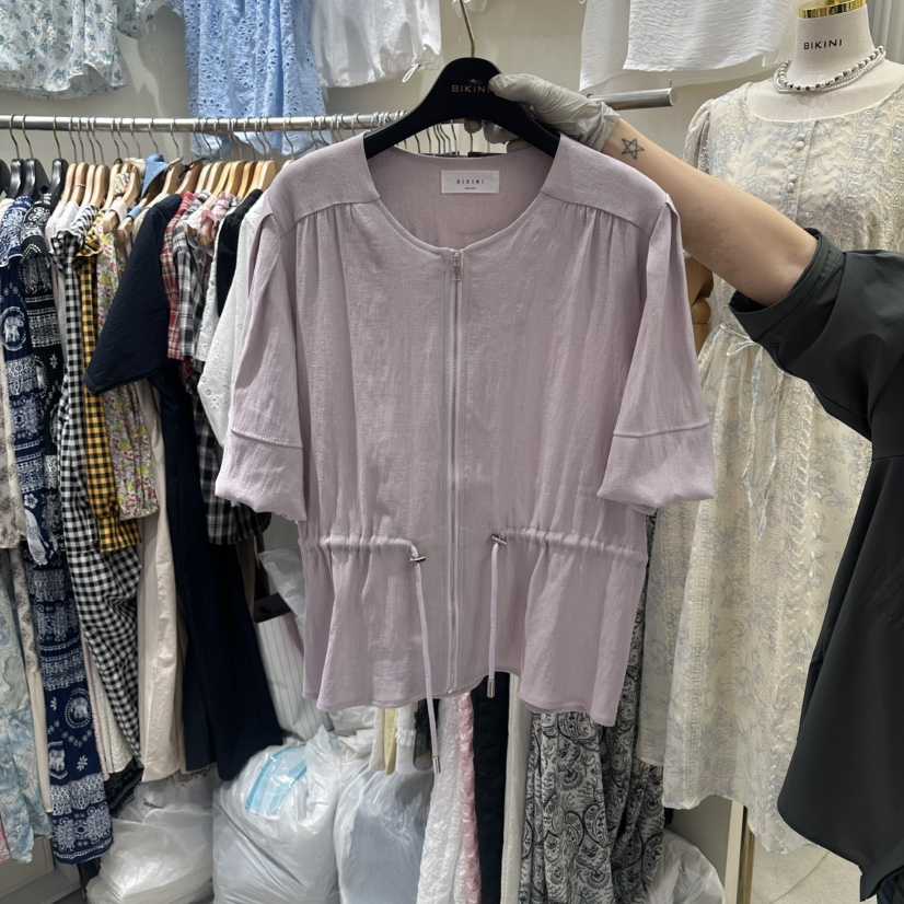 BIKINI韓國直郵實拍女裝新款休閑職業推薦襯衫蕾絲衫亞麻BIKINI襯衫/蕾絲衫