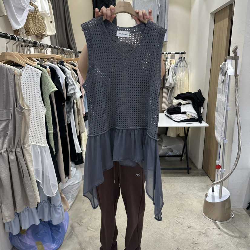 HOLYBANANA韓國直郵實拍女士新款推薦26春夏人氣針織衫雪紡groovy.H/HOLYBANANA針織衫