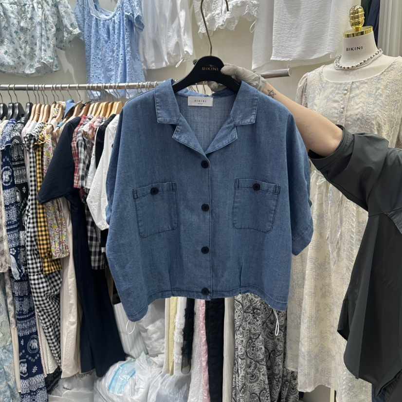 BIKINI韓國代購女裝新款職業休閑熱賣人氣襯衫蕾絲衫系帶BIKINI襯衫/蕾絲衫