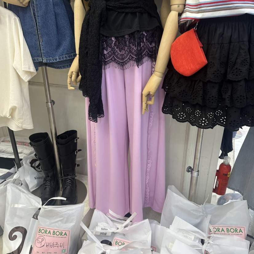 BORA BORA韓國直郵實拍女士新款休閑熱賣長裙不含腰帶蕾絲BORA BORA長裙