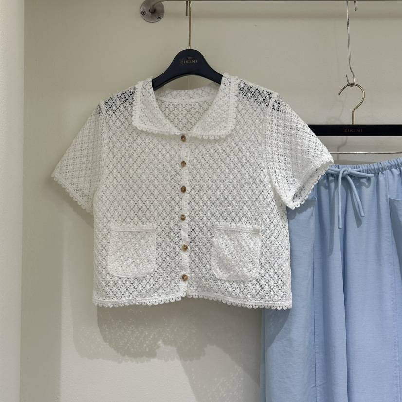 BIKINI韓國代購女裝新品人氣熱賣26春夏休閑推薦襯衫蕾絲衫BIKINI襯衫/蕾絲衫