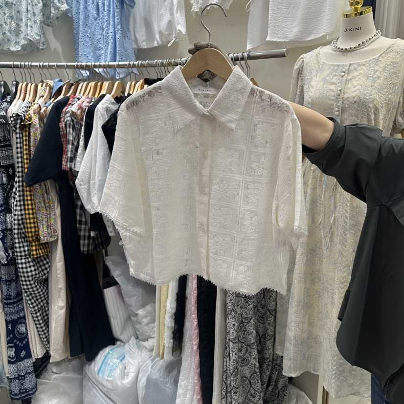 BIKINI韓國東大門直郵女士新品職業人氣26春夏襯衫蕾絲衫BIKINI襯衫/蕾絲衫