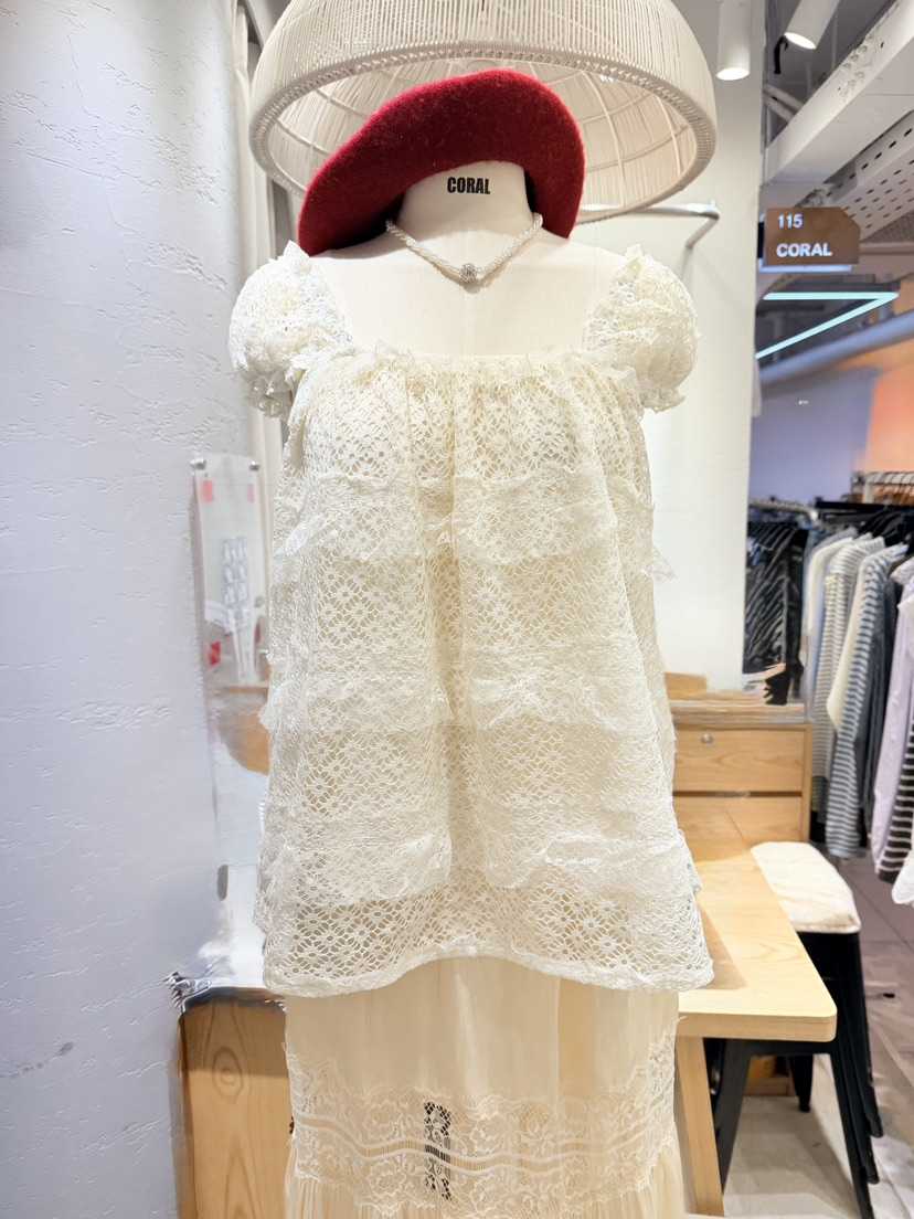 CORAL韓國直郵實拍女裝新款職業熱賣26春夏襯衫蕾絲衫不含項鏈CORAL襯衫/蕾絲衫