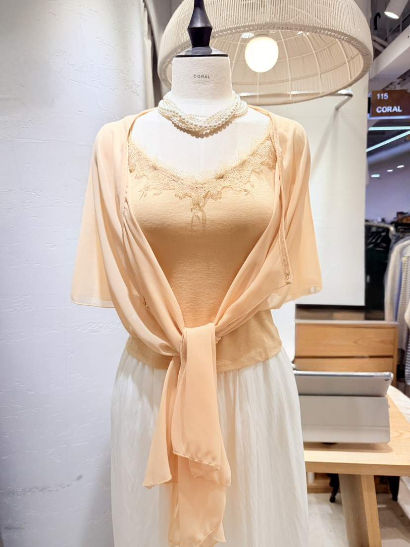 CORAL韓國直郵女裝新款休閑推薦襯衫蕾絲衫不含項鏈套裝雪紡CORAL襯衫/蕾絲衫