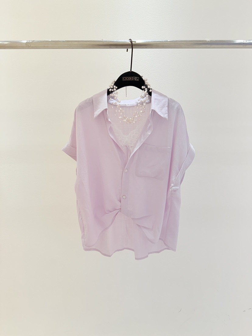 CORAL韓國代購女士新品熱賣人氣推薦襯衫蕾絲衫不含項鏈亞麻CORAL襯衫/蕾絲衫