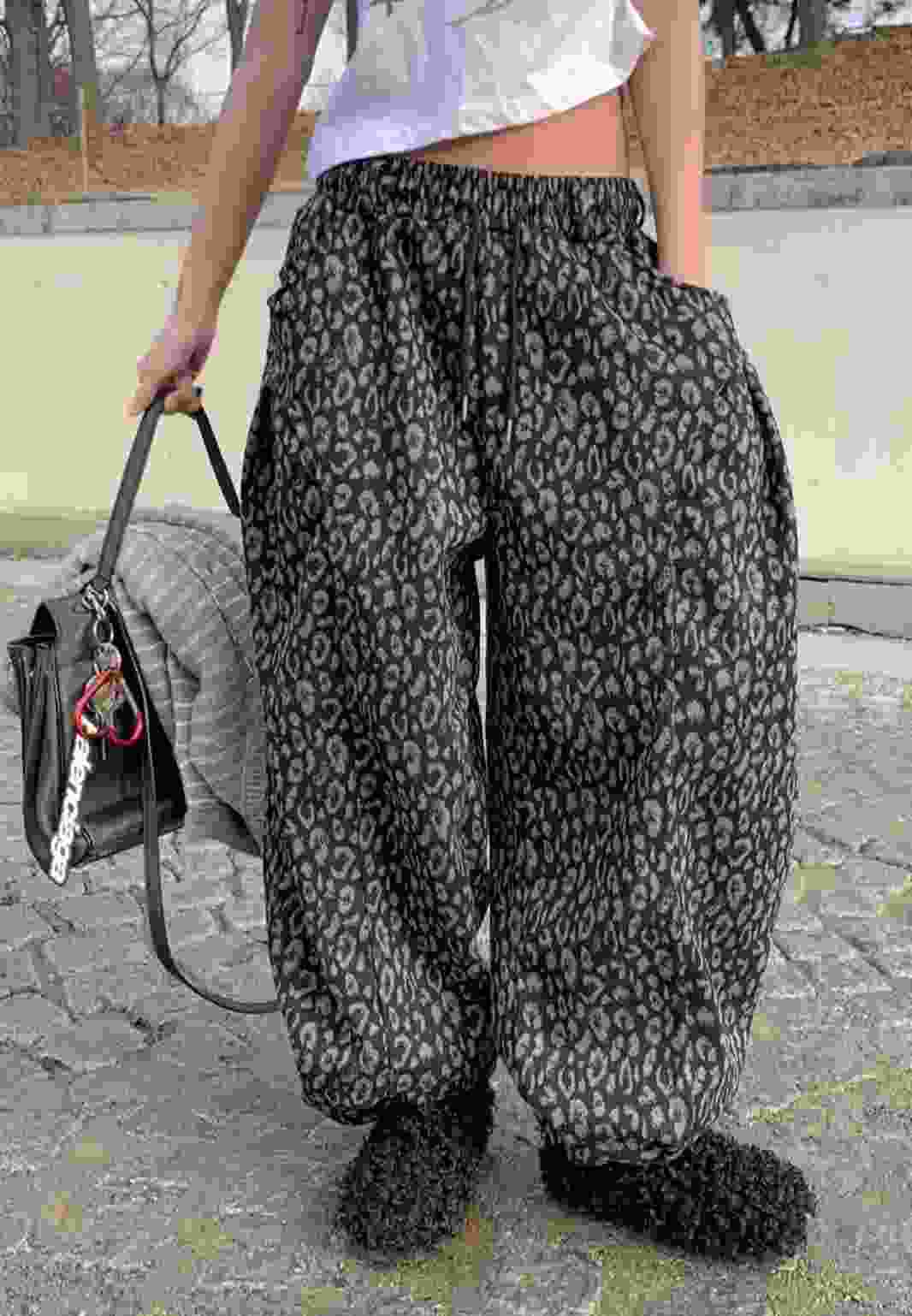 PLEASE/WW東大門直郵女裝新品時尚推薦休閑26春夏休閑褲豹紋PLEASE/WW休閑褲