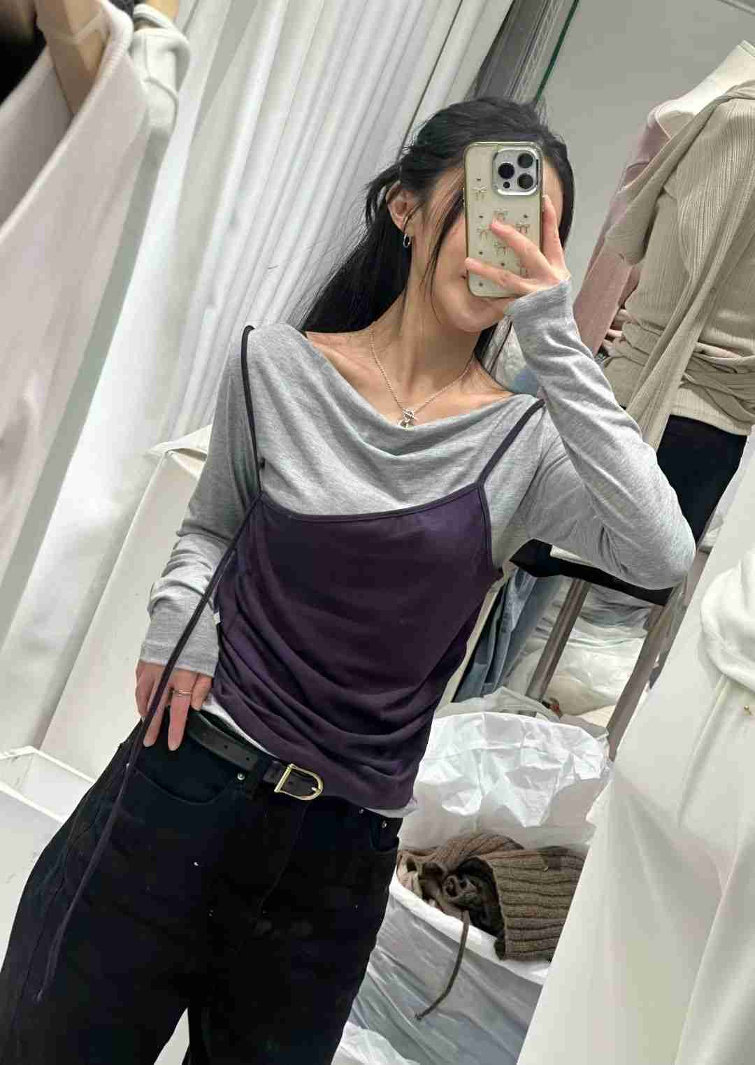 PLEASE/WW韓國直郵女裝新品真品推薦休閑人氣長袖T恤假兩件PLEASE/WW長袖T恤