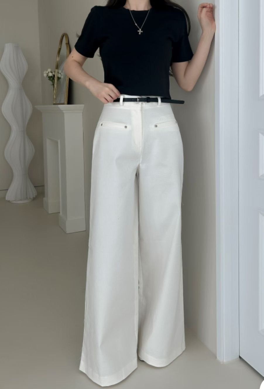 PLEASE/WW韓國代購女裝新品時尚人氣休閑休閑褲不含腰帶PLEASE/WW休閑褲