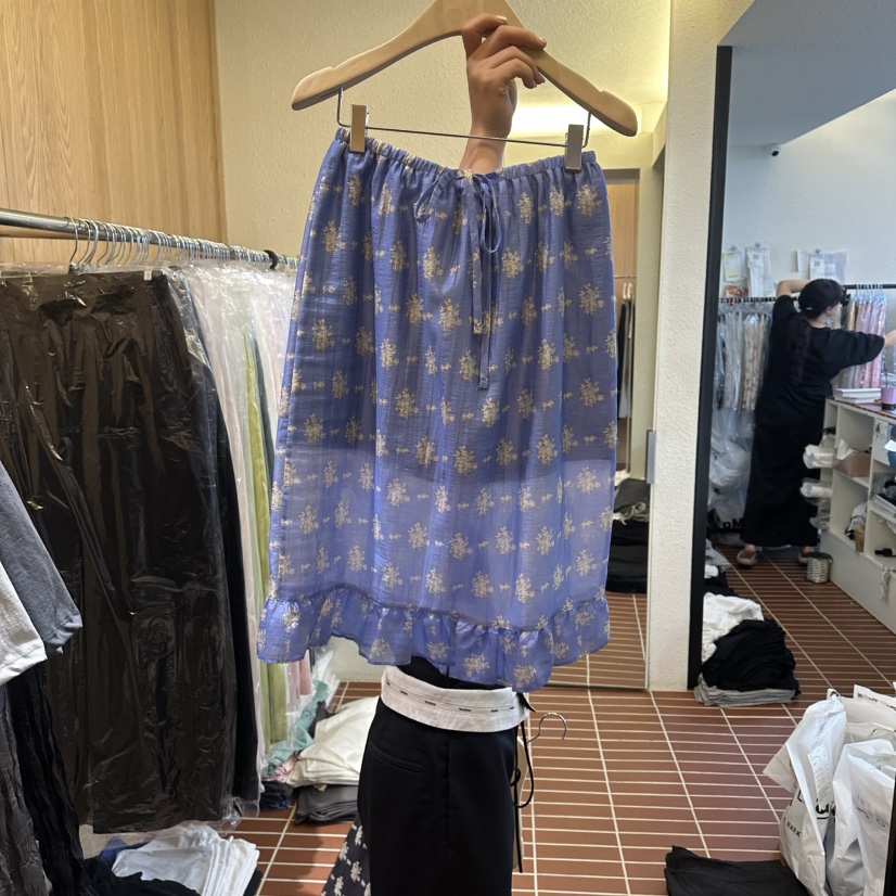 CHOI-L韓國東大門直郵女士新品職業26春夏半身裙中短裙荷葉邊CHOI半身裙/中短裙