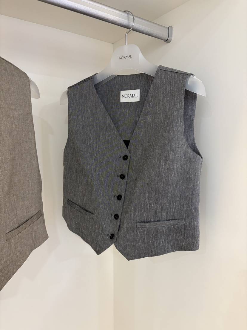 NORMAL韓國代購女裝新品人氣時尚26春夏職業休閑馬甲亞麻布NORMAL馬甲