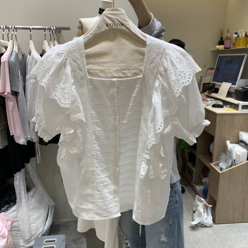 BY FLOW韓國東大門代購女士新品熱賣職業襯衫蕾絲衫柔軟BY FLOW襯衫/蕾絲衫