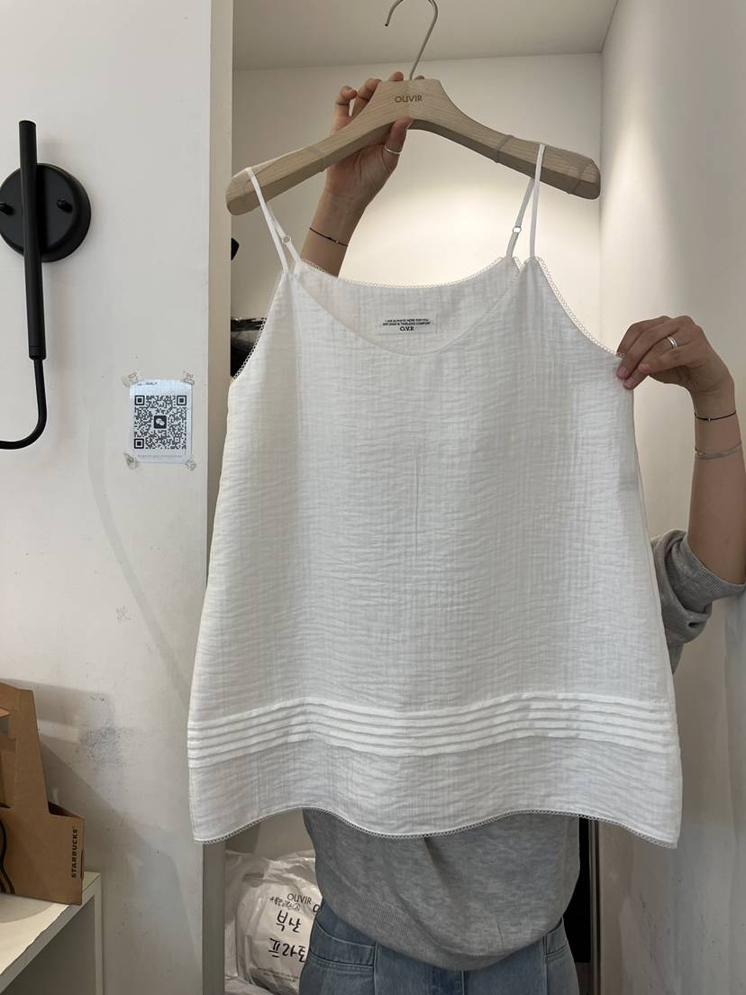 OUVIR韓國東大門代購女士新款時尚人氣熱賣推薦吊帶背心褶裥O.V.R/OUVIR吊帶/背心