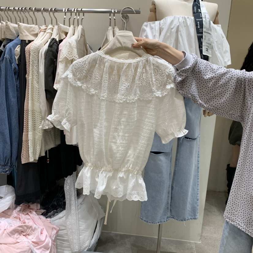 BY FLOW韓國直郵女裝新品人氣時尚職業26春夏襯衫蕾絲衫蕾絲BY FLOW襯衫/蕾絲衫