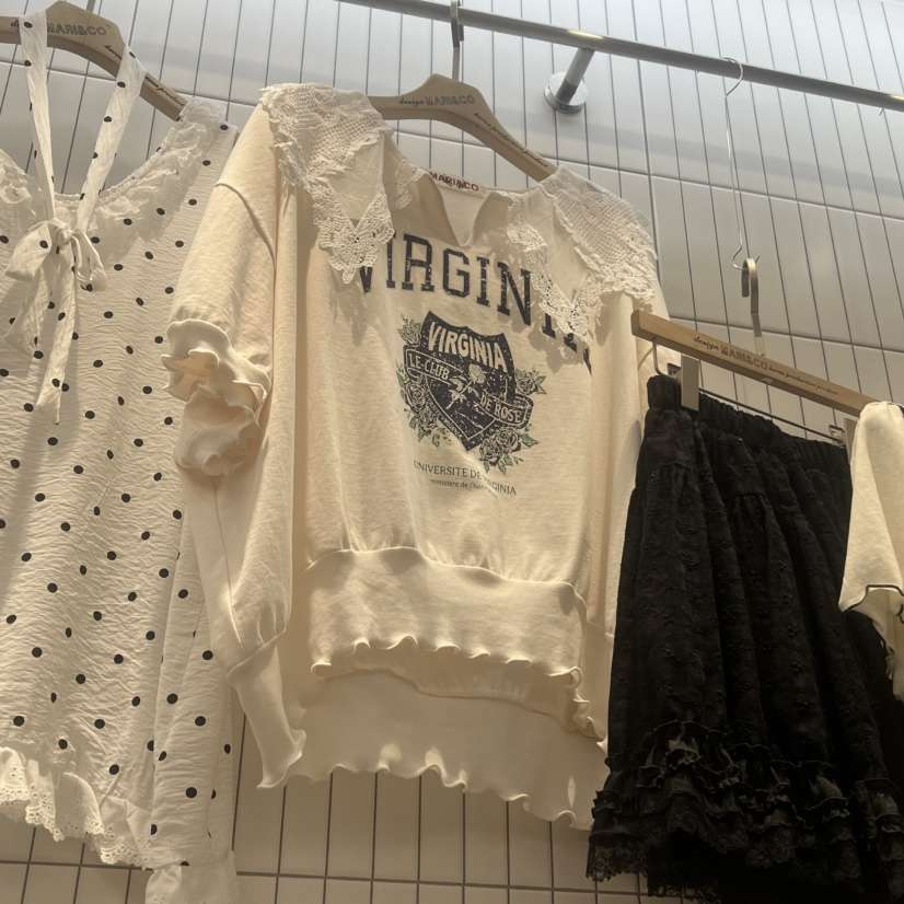 MARI CO韓國東大門直郵女裝新款熱賣26春夏人氣職業T恤蕾絲MARI COT恤