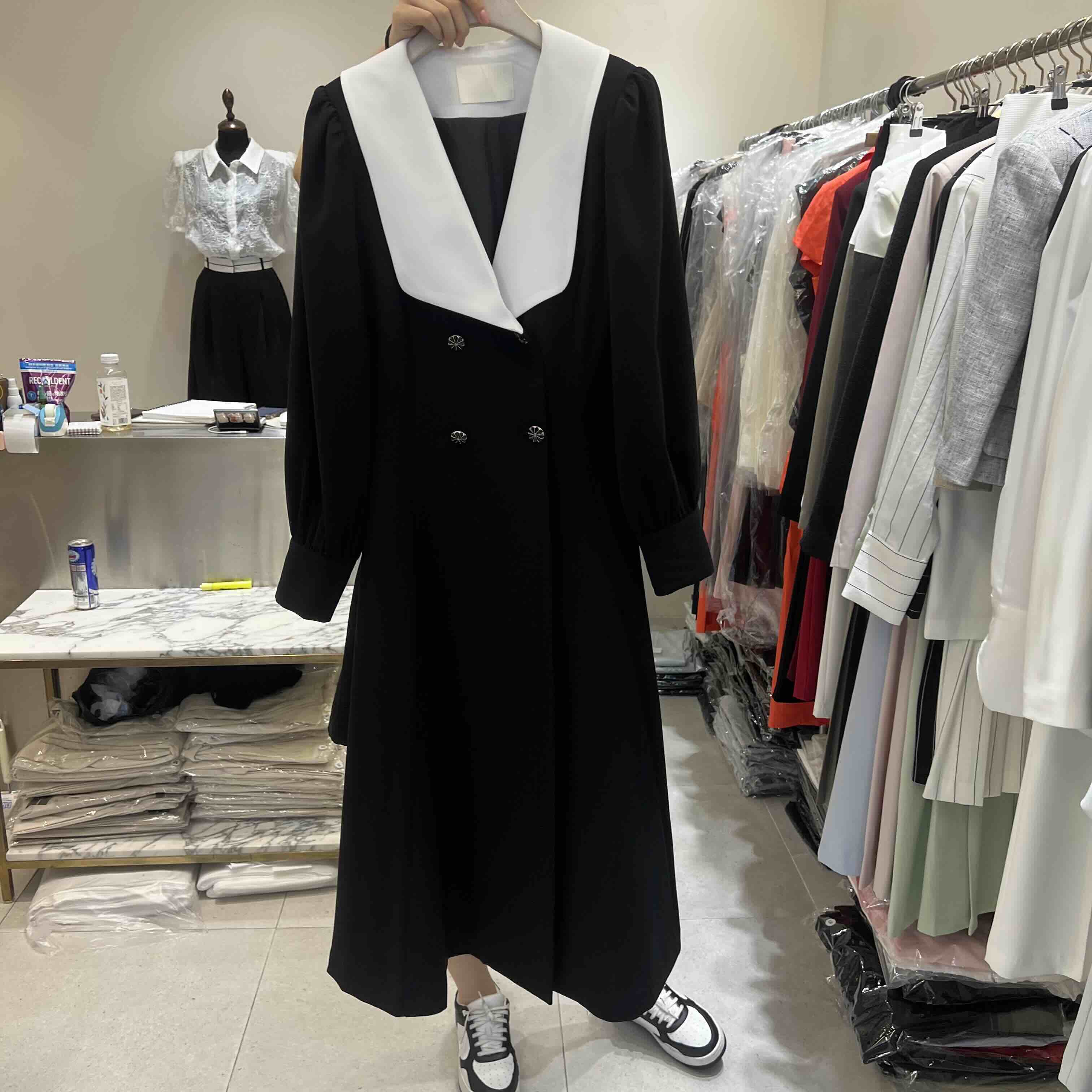 INNO韓國直郵女士新款職業休閑26春夏熱賣時尚連衣裙撞色INNO連衣裙