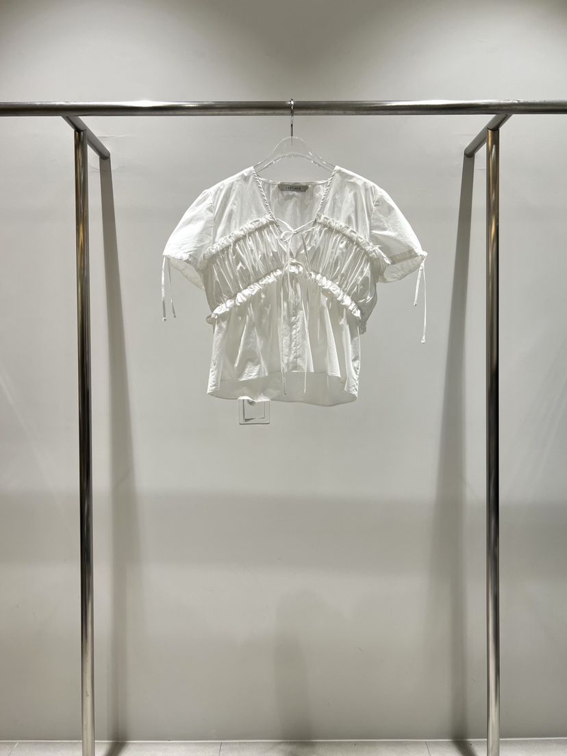 CESTLAVIE韓國代購女士新款時尚休閑人氣襯衫蕾絲衫棉質褶皺CESTLAVIE襯衫/蕾絲衫