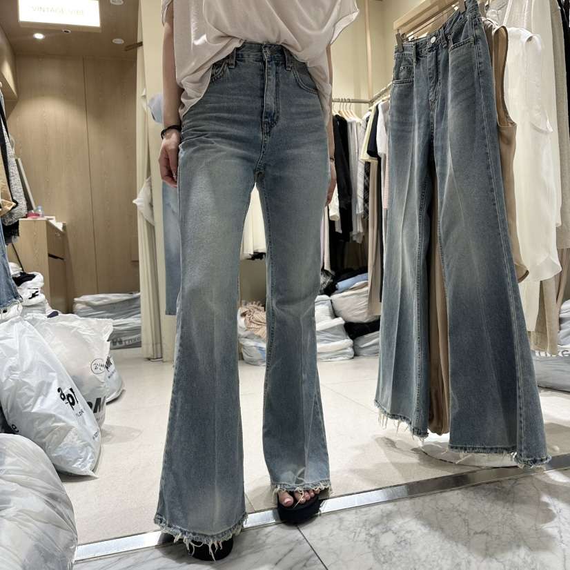 VINTAGE VIBE韓國直郵女士新品推薦休閑熱賣職業牛仔褲皮革VINTAGE VIBE牛仔褲