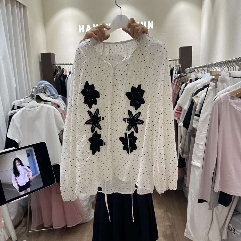 HANSUNGHYUN韓國東大門代購女裝新款人氣休閑襯衫蕾絲衫刺繡HANSUNGHYUN襯衫/蕾絲衫