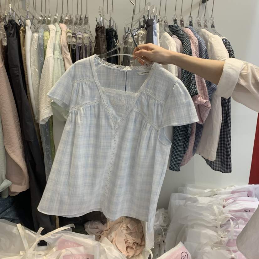 RIVEROOM韓國代購女裝新品時尚職業推薦休閑26春夏襯衫蕾絲衫RIVEROOM襯衫/蕾絲衫